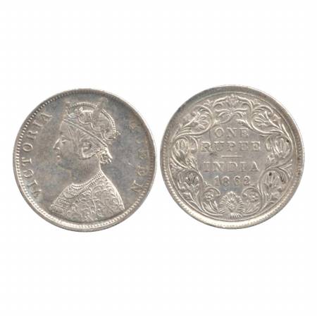 Victoria Queen, Silver Rupee, 1862, Calcutta Mint, B/II(c)/0/0, (single pineapple type). V