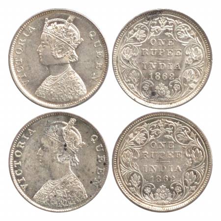 Victoria Queen, Silver Rupee, 1862, Madras Mint, B/II/0/0, first with enclose frame effect