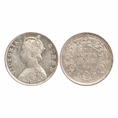 Victoria Queen, Silver Rupee, 1862, Madras Mint, B/II/0/0, thinner bodice design with some