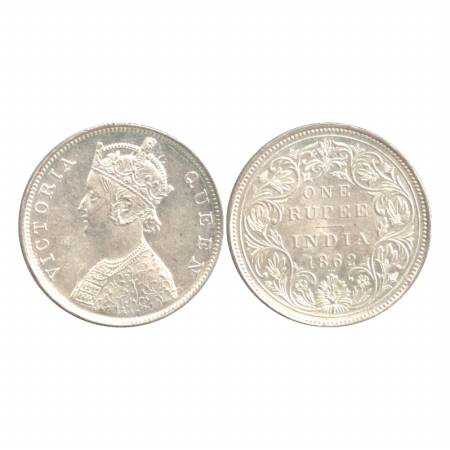 Victoria Queen, Silver Rupee, 1862, Bombay Mint, B/II/0/3. (Pr. 77) A UNC, Scarce.