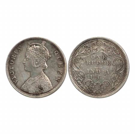 Victoria Queen, Silver Rupee, 1862, Calcutta Mint, B/III/0/0. (Pr. 60) Very Fine +, Rare.