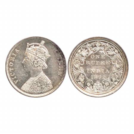 Victoria Queen, Silver Rupee, 1862, Bombay Mint, Broken 'D' in India variety. (Pr. 85) UNC