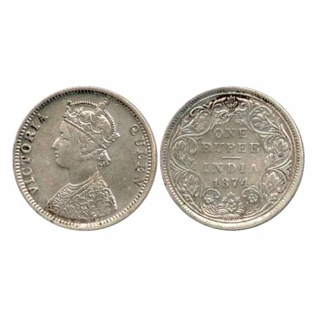 Victoria Queen, Silver Rupee, 1874, Bombay Mint, C1/II/No dot. (Pr. 141) Very Fine +, Rare