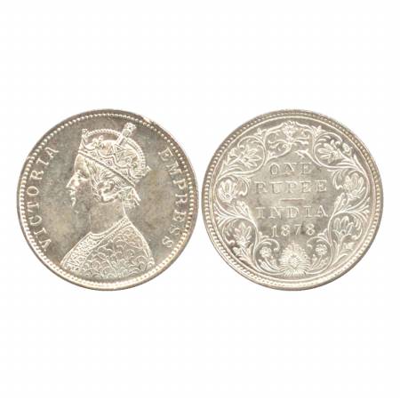 Victoria Empress, Silver Rupee, 1878, Bombay Mint, A3/II (i)/dot. UNC (Pr. 151) Scarce.