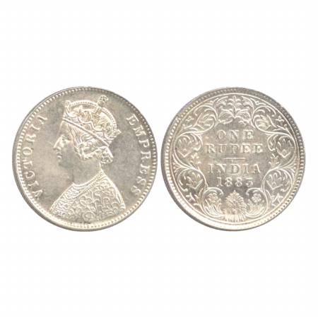 Victoria Empress, Silver Rupee, 1883, Bombay Mint, A3/I/dot. (Pr. 162) UNC, Rare.