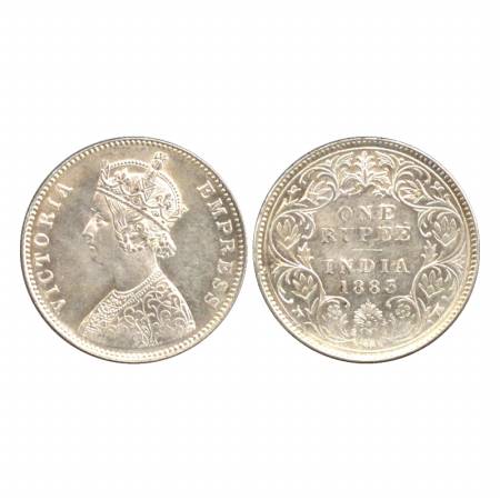 Victoria Empress, Silver Rupee, 1883, Bombay Mint, A3/I/dot. (Pr. 162) Almost UNC, Rare.