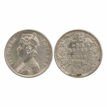 Victoria Empress, Silver Rupee, 1886, Calcutta Mint, C2/I (i)/'C' incused, MULE. Rare, Unl