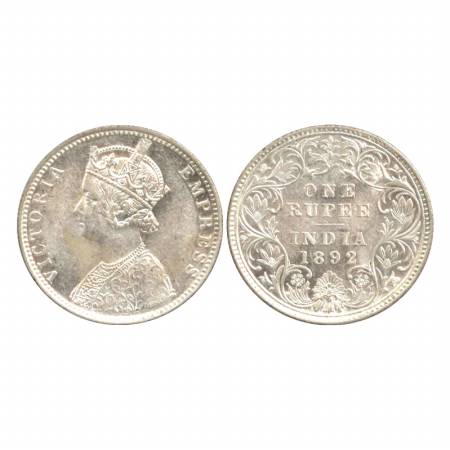Victoria Empress, Silver Rupee, 1892, Bombay Mint, C2/I/'B' raised, big 'B'. (Pr. 180) Alm