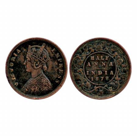 Victoria Empress, Copper ½ Anna, 1877, Calcutta Mint, bust C. Very Fine +, Scarce.