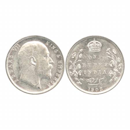Edward VII, Silver Rupee, Bombay Mint, 1903, B mint mark, no dot on the stem. UNC.