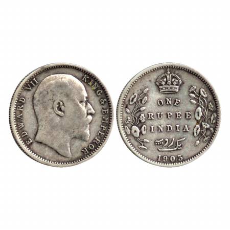 Edward VII, Silver Rupee, 1903, Calcutta Mint, urdu error 4 diamonds. Very Fine, Very Rare