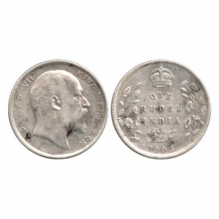 Edward VII, Silver Rupee, 1903, Calcutta Mint, urdu error 4 diamonds. Very Fine, Very Rare