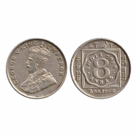 George V, Cupro-Nickel, 8 Anna, Bombay Mint, 1919 with dot. (Pr. 872) Very Fine +, Scarce.