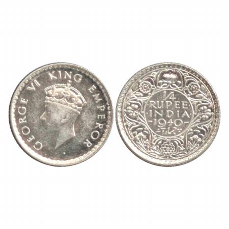 George VI, Half Silver ¼ Rupee, 1940, Bombay Mint, head type I. (Pr. 462) UNC.