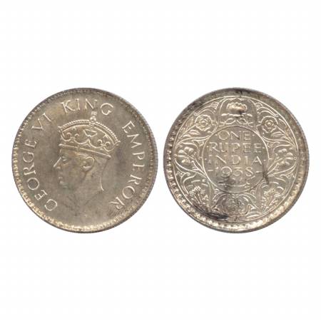 George VI, Silver Rupee, Bombay Mint, 1938 with dot. (Pr. 234) Almost UNC, Rare.