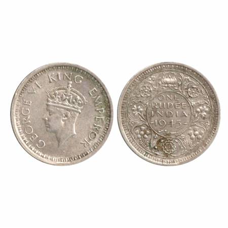 George VI, Half Silver Rupee, 1945, Large 5, Lahore Mint, 'L' raised. (Pr. unlisted) Very 