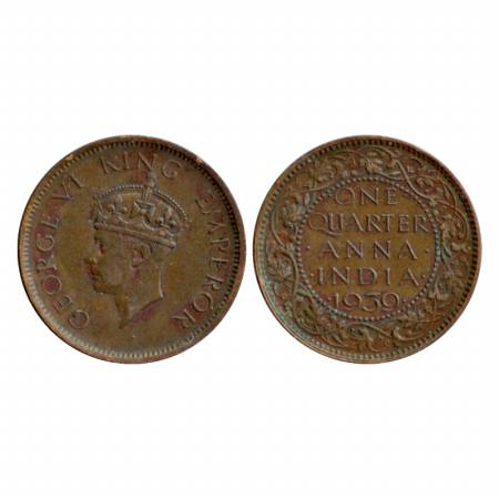 George VI, Copper ¼ Annas, 1939, Calcutta Mint, head type II. (Pr. 685) Very Fine +, Rare.
