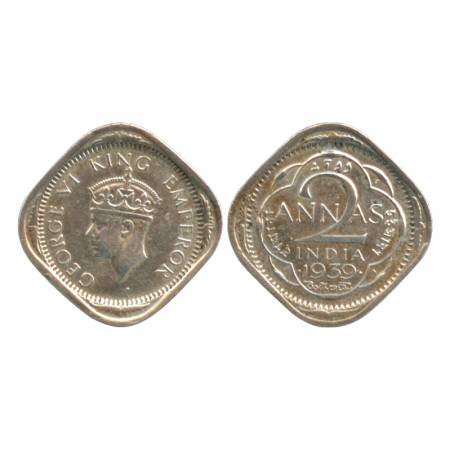 George VI, Cupro-Nickel 2 Annas, 1939, Bombay Mint, head type II. About Extremely Fine, Ra