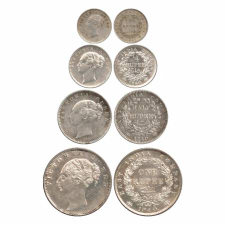 Victoria Queen, Continuous Legend (4), 1840 – 1841, Calcutta Mint, Silver Two Annas, ¼ Rup