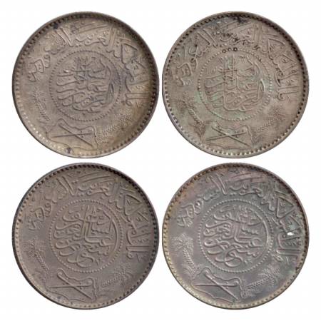 Saudi Arabia, Silver Riyal (4), AH 1374 (2), AH 1354 (2), (KM 18 & 39). (4 Coins) About Ex