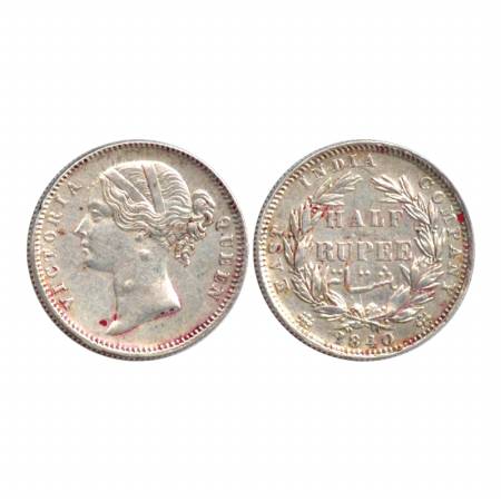 Victoria Queen, Divided Legend, Silver ½ Rupee, 1840, W. W. incused, 24 berries. (Pr. 80) 