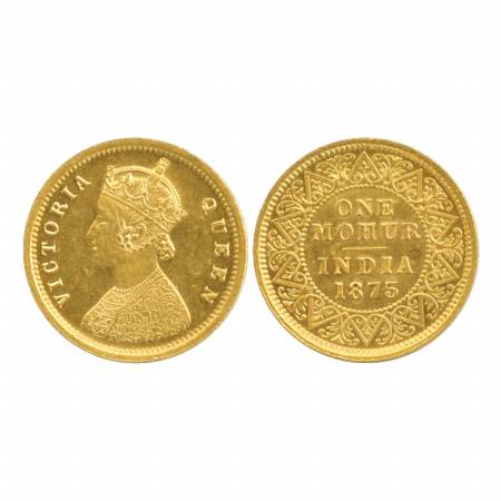 Victoria Empress, Gold Mohur, 1875, Calcutta Mint, two flower type and 'V' relief. (Pr. 13