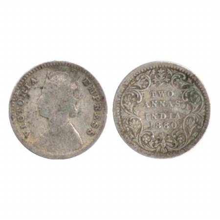 Victoria Empress, Silver Two Annas, 1880, Calcutta Mint, B/II/'C' incused. (Pr. 495) Fine 