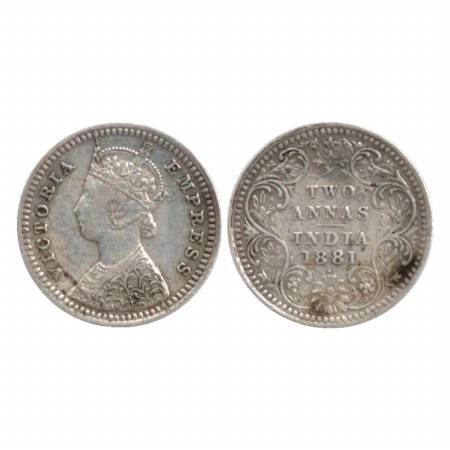 Victoria Empress, Silver Two Annas, 1881, Bombay Mint, B/II/dot. (Pr. 524) Very Fine +, Ve