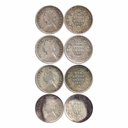 Victoria Empress, Silver Two Annas (4), Bombay Mint, 1888, B/II/'B' incused, 1889. B/II/'B