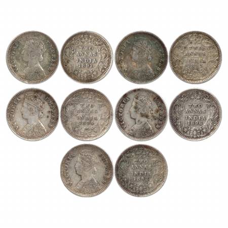 Victoria Empress, Silver Two Annas (5), Bombay Mint, 1891, B/II/'B' incused. 1893, B/II/'B