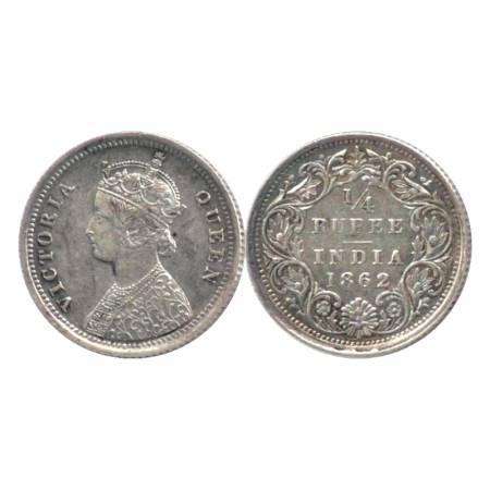 Victoria Queen, Silver ¼ Rupee, 1862, Bombay Mint, A/I/No. M. M. (Pr. 377) Very Fine +, Sc