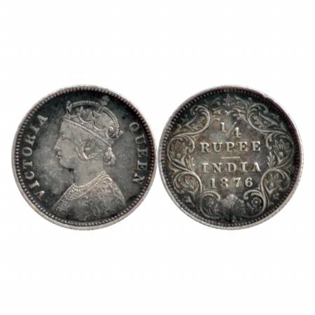 Victoria Queen, Silver ¼ Rupee, 1876, Calcutta Mint, A/I/No M. M. (Pr. 381) Very Fine +, R