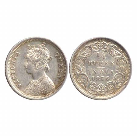 Victoria Queen, Silver ¼ Rupee, 1876, Bombay Mint, A/I/No M. M. (Pr. 407) Extremely Fine, 