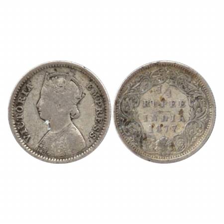 Victoria Empress, Silver ¼ Rupee, 1877, Bombay Mint, B/I/dot. (Pr. 409) Above Very Fine, R