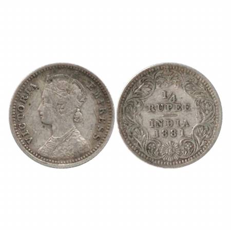 Victoria Empress, Silver ¼ Rupee, 1881, Calcutta Mint, C/II/'C' incused. (Pr. 386) Very Fi