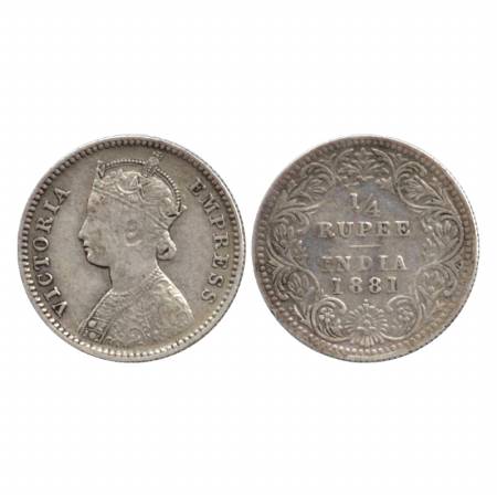 Victoria Empress, Silver ¼ Rupee, 1881, Bombay Mint, B/II/dot. (Pr. 411) Very Fine +, Very
