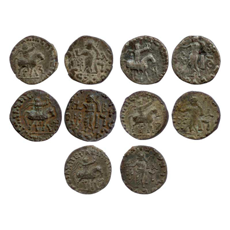 Indo-Scythian rulers (5), Azes, c. 56 – 25 BC, Silver Drachms of 'Zeus Nikephoros' type, e