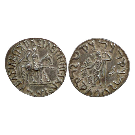 Indo-Scythians, Azes, c. 56 - 25 BC, Silver Tetradrachm, 'Zeus' type, Mitchiner MAC 2226 (