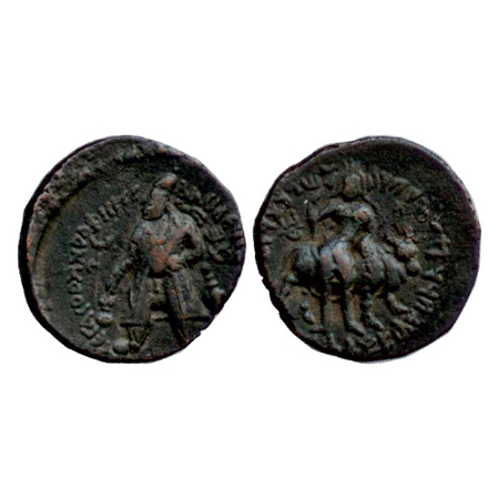 Kushans - Wima Kadphises (c. 110-127 AD), copper ¼ unit, Mitchiner MAC 3055-3058, 4.23g. O