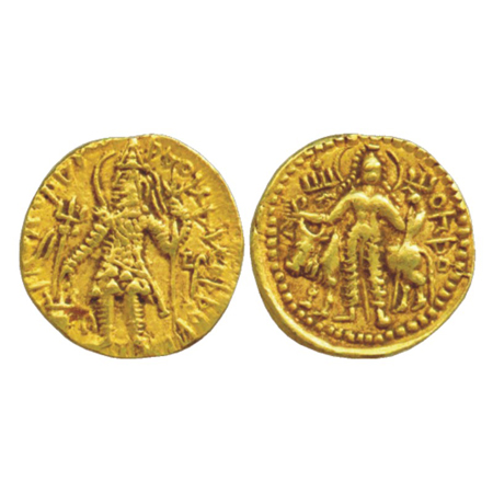 Kushan Empire, Kanishka II (227-247 AD), Gold Dinar, Goebl 634, 7.84g. Obv: King in armour