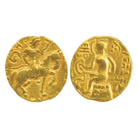 Gupta Empire, Chandra Gupta II (375-415 AD), Gold Dinar, 'Horseman' type, Altekar Class II