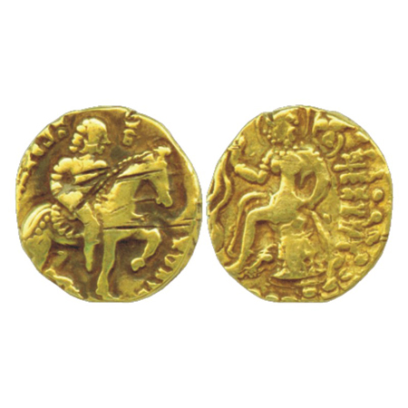 Gupta Empire, Kumara Gupta I (415-452 AD), Gold Dinar, 'Horseman' type, Altekar Class I, V