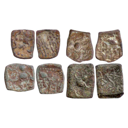 Guptas – a group of (4) lead coins from Gujarat: 1 x Chandra Gupta II (375-415AD), 1 x Kum