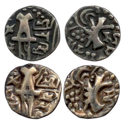 Kashmir, Karkota or Naga dynasty, base Gold Dinar of 'Nambi' (8.23g.) and Vinayaditya (7.3