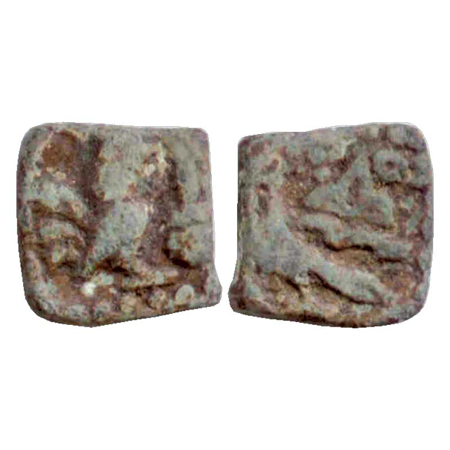 Post-Gupta period, uninscribed die-struck lead coin from South Gujarat region, perhaps iss