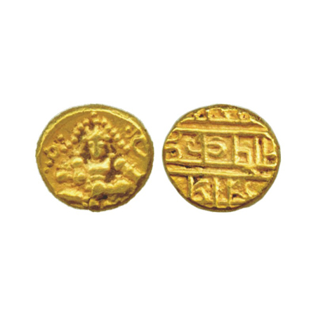 Nayakas of Chitradurga, Gold Pagoda, 3.37g, Obv: Bal Gopal Seated Facing, Rev: Nagri Legen