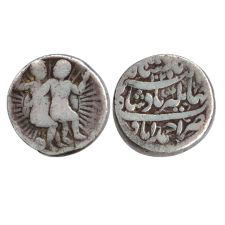 Jahangir, Zodiacal Rupee, 'Gemini' Ahmedabad Mint, AH 1027 / 11.21g, Obv: Gemini sign (Twi