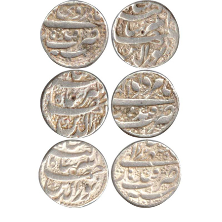 Jahangir, Silver Rupee, (3) Qandahar Mint, Ardibihisht, Amardad AH 1027 / RY 9, and Shahre