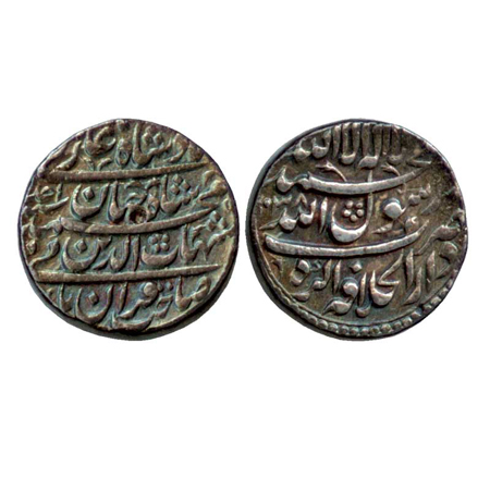 Shah Jahan, Silver Rupee, Dar-ul-khilafat Agra Mint, AH 1038 / RY Ahd (KM 222.1). About Ex