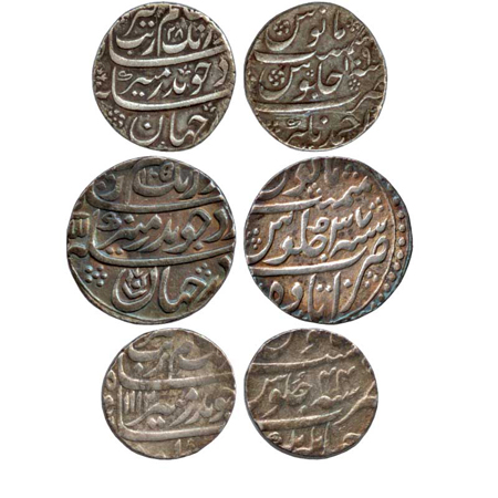 Aurangzeb, Silver Rupee (3), Ahmednagar Mint, AH 1099 / RY 28, Itawa Mint, AH 1105 / RY 37